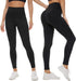 High Waisted Womens Black Workout Leggings - Running Tummy Control Yoga Pants